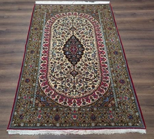 Per'sian Q'um Rug 5x7, Fine 290 KPSI, Hand Knotted, Pair A