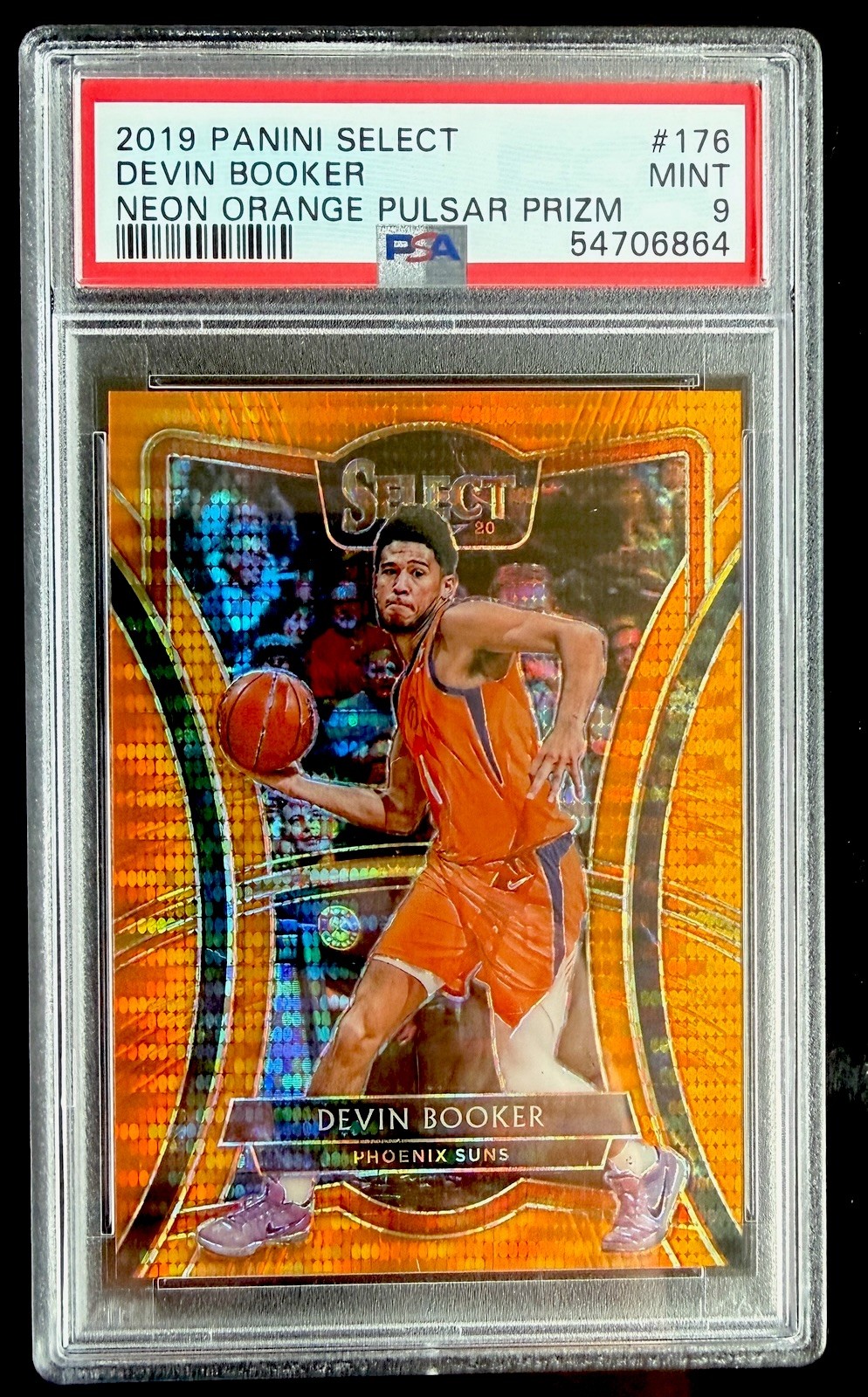 2019 SELECT DEVIN BOOKER NEON ORANGE PULSAR FOTL 13/13 EBAY 1/1 PSA 9