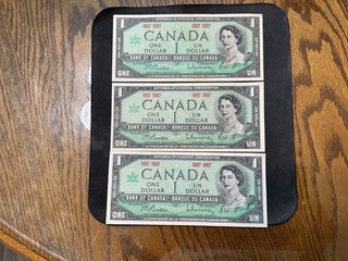 Canada 1967 1 Dollar Crisp XF/AU 3 Banknote Lot. ND164