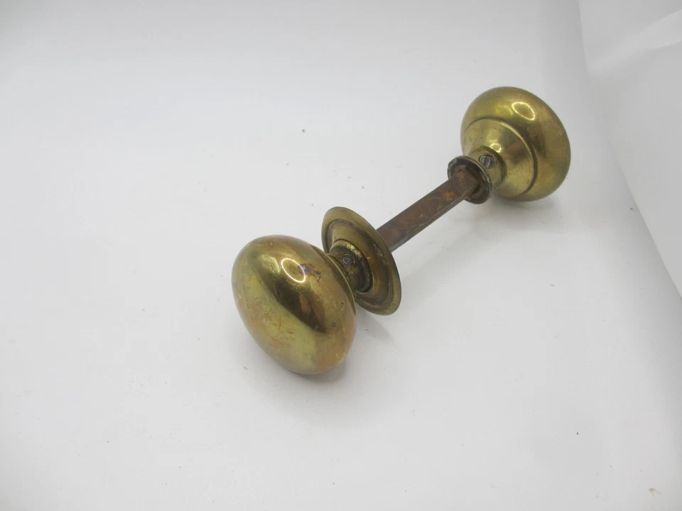 Victorian Brass Door Knobs Handles Old Rim Lock Antique 1 Plate Vintage - Image 2 of 4