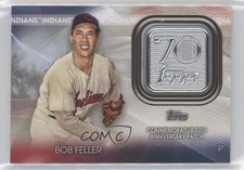2021 Topps 70th Anniversary Manufactured Logo Series 2 Bob Feller Patch HOF 02v3
