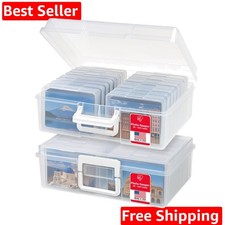 IRIS 4" x 6" Photo Storage Box Craft Keeper, 2-Pack, Transparent Handle Cont...