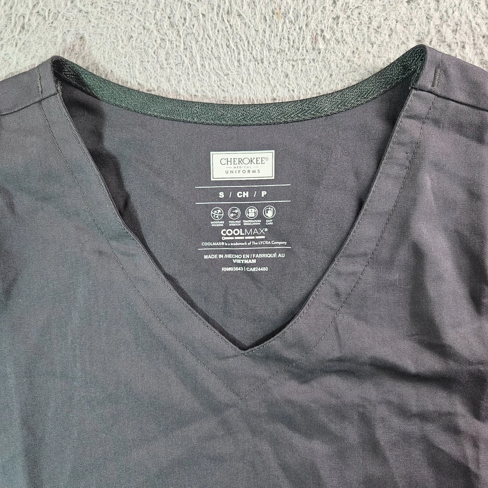 NEW Cherokee Scrub Top Coolmax Women Small CK837A V-Neck Short Sleeve Gray - Image 4 of 4