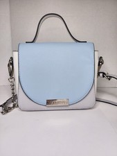 Borsa Steve Madden blu chiaro tracolla catena manico superiore con logo e ferramenta argento