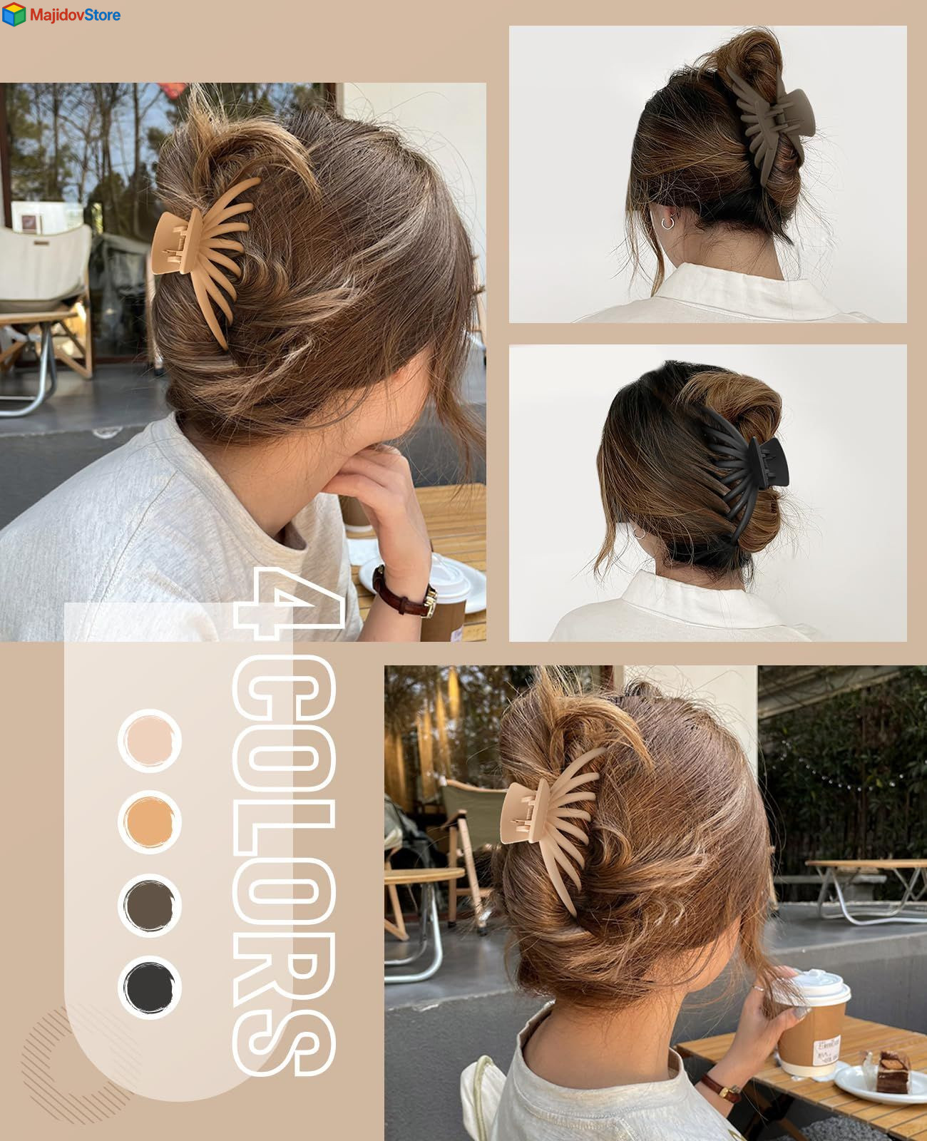 Hair Clips for Thick Hair, 4 Pack - Extra Large Hair Claw Clips for Women, 4.75"