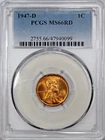 1947-D PCGS MS66 Red Lincoln Wheat Cent | Free Shipping