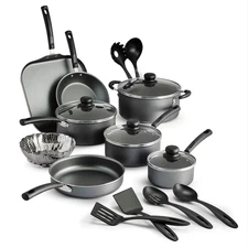 18 Piece Cookware Set Nonstick Pots and Pans Home Kitchen Cooking Non Stick-Gray