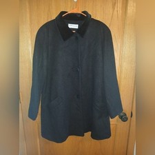 Forecaster of Boston Peacoat 75 Wool Black Button-Down Pockets Women's Size 16