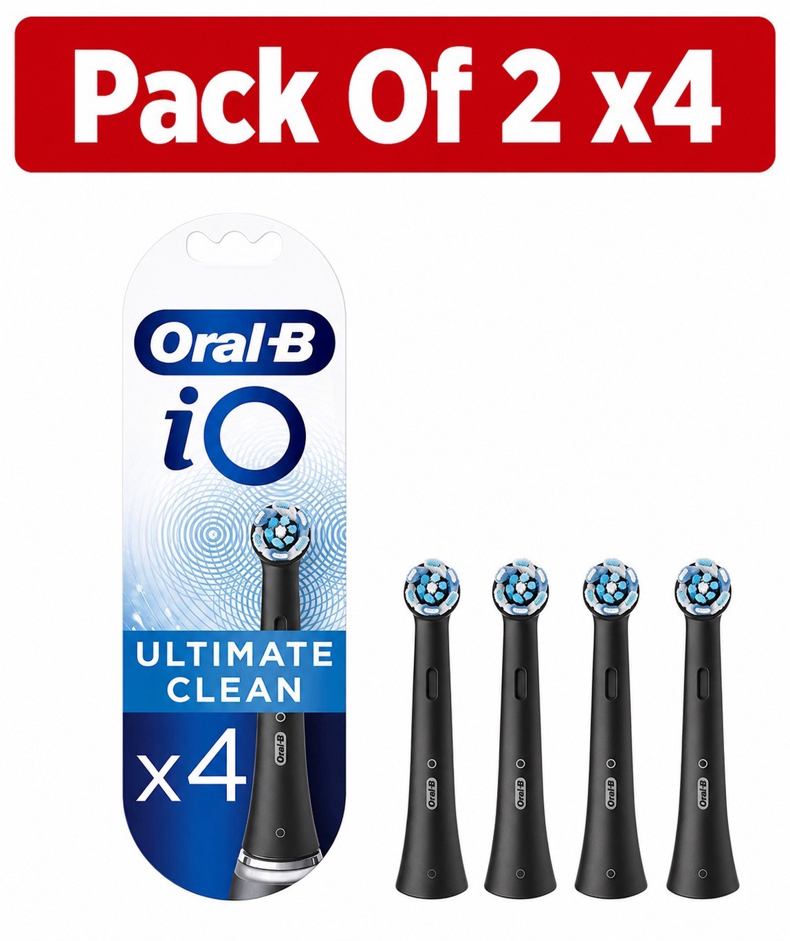 Oral-B iO Ultimate Clean Electric Toothbrush Heads Black Pack of 4 - Image 5