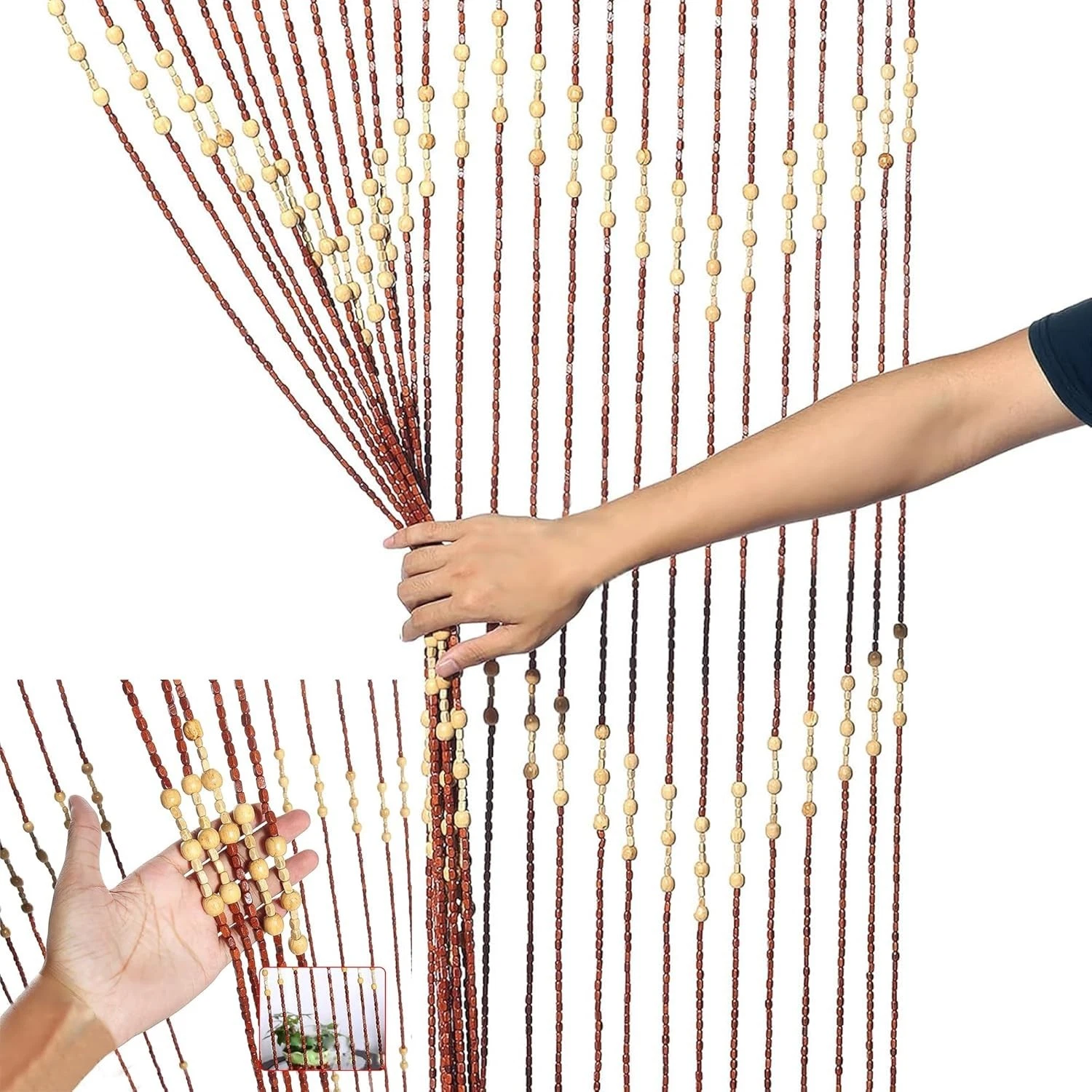 Wooden Door Curtain Beaded Hanging Curtains Screen Fly Screen Blind Natural Wood
Opens in a new wind
