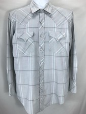 Miller Western Wear Pearl Snap Mens 16 1/2 Large Gray Long Sleeve Vintage