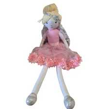 Pottery Barn Kids PBK Cloth Rag Doll 28" Blonde Yarn Fairy Princess Doll EUC