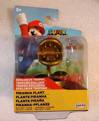 Jakks Figure Super Mario Golden Pirhana Plant Exclusive Trophy New HTF OOP