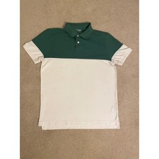 Old Navy Colorblock Green White Polo Shirt Men's Medium Classic Fit Go Dry