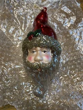 Vintage Glass Santa Claus Head Figurine Christmas Ornament