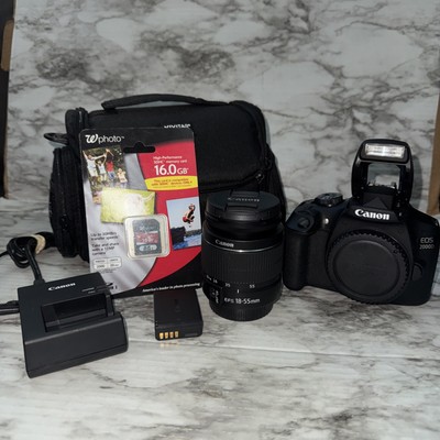 Canon EOS Rebel T7/2000D DSLR 24.1 MP Camera + EF-S 18-55mm IS Lens 16gb Memory