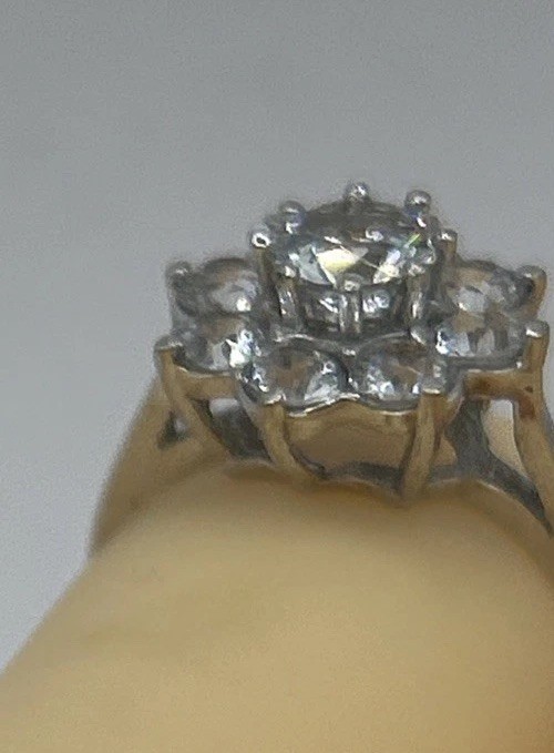 Designer Signed Solid White 14k White Spinel Clus… - image 2