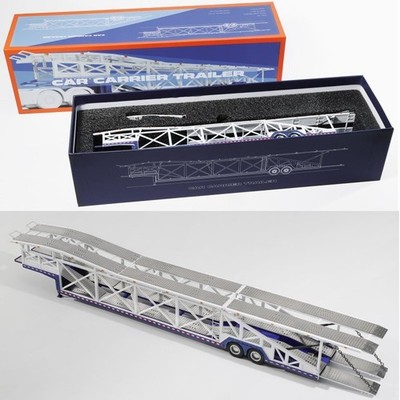 Trailer - Car Carrierer for 10 cars  - white / blue - GCD 1:64