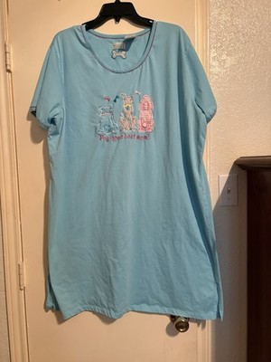 White Stag Aqua Embroidered  Dog Gone Best Mom  Short Sleep Gown 22W/24W