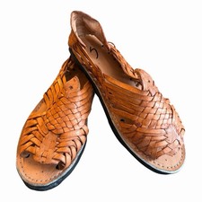 Sandalias Mexicanas Huaraches D Clásicos Talla LEER Mujer Cuero Tejido Marrón Tostado