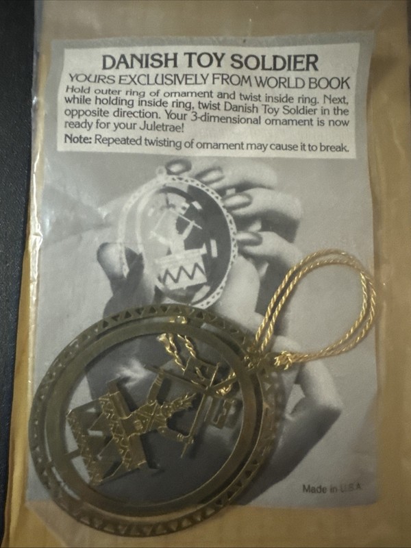 Vintage Danish Toy Soldier World Book Enclopedia Christmas Ornament