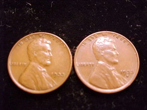 1933-P VF and 1933-D VF/XF  Lincoln Cents, a (2) Two Coin Lot.