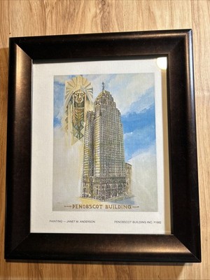 8X10  Peint Penobscot Building Detroit Michigan USA Framed 10X12 