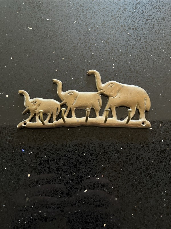 Brass Elephant Key Holder 5 pegs