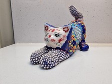 VTG Hand Painted Ceramic Cat Figurine Home Decor/Ornament Animal Statue Ornament