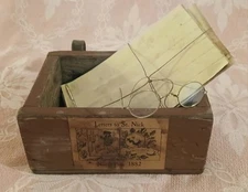 Prim Letters To St Nick Wood Box W/Faux Letters, Santa's Glasses Christmas 1800s