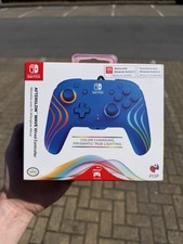 Image of Nintendo Switch PDP Afterglow Wave Wired Controller Blue RGB LED USB Gamepad