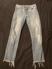 Levi's Jeans Womens 26 Blue Button Fly Cone Denim White Oak Raw Hem Straight