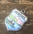 Vintage Chiemsee 800 Silver Travel Shield Enamel Bracelet Charm EHj — photo 9