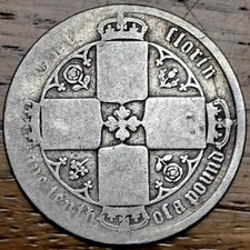 1872 Queen Victoria Gothic Florin 10.5 grams Sterling Silver Great Condition