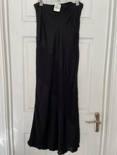 BNWT Urban Outfitters Black Silky Satin Side Split Maxi Skirt Size M (RRP £49)