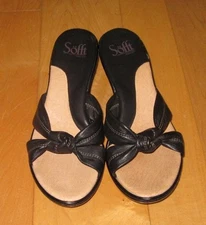 Sofft Womens Black Leather Wedge Sandals 7 *Cute Must C*