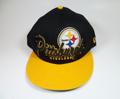 Pittsburgh Steelers Black New Era 9Fifty Snapback Hat Cap Script Spell Out  Logo