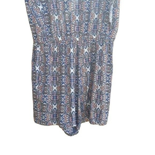 Joe B Romper Surplice Flutter Sleeve Elastic Waist Aztec Star Print Blue Sz M - Picture 8 of 8