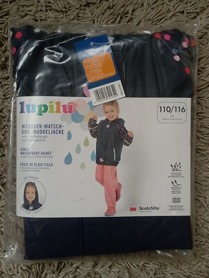 GIRLS WATERPROOF RAIN JACKET COAT 110/116 4-6YEARS LUPILU