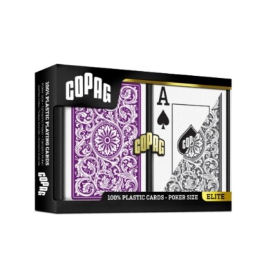 COPAG 1546 100% PLASTIC PLAYING CARDS - POKER SIZE JUMBO INDEX PURPLE/GREY