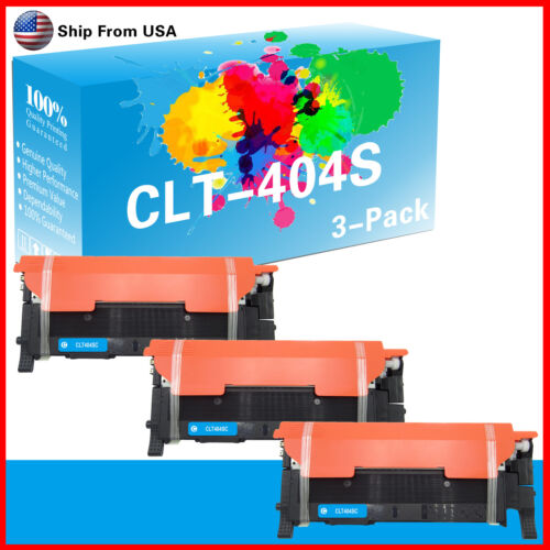 3PK CLT404S 404S Cyan Toner Cartridge Xpress SL-C430W SL-C482W SL-C483W Printer - Afbeelding 1 van 2