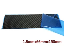 Gloss Black Real Carbon Fiber Twill Sheet Panel Plate Plain 1.5mm x 66mm x 190mm