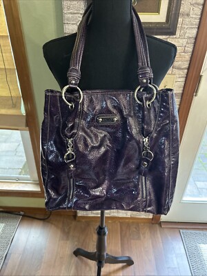 kathy van zeeland handbag purse metalic faux Patent leather