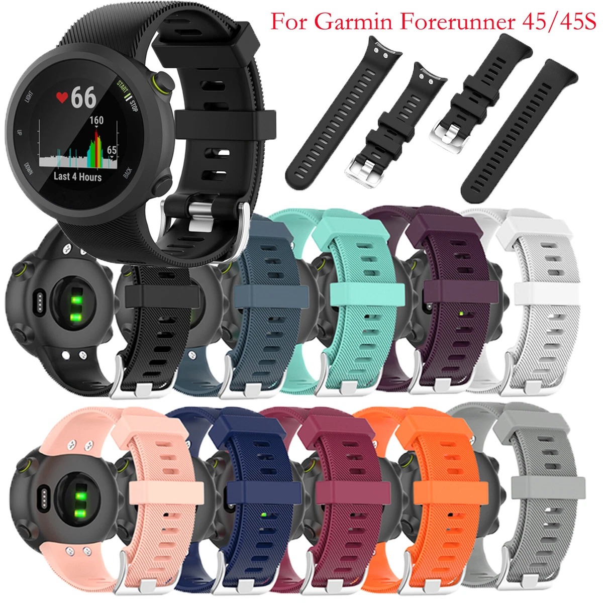 Bracelet Garmin Forerunner 45 / 45S silicone Noir