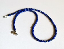 A++ Natural Lapis Lazuli Smooth Round 4-6MM Gemstone Beads Handmade Necklace 18"