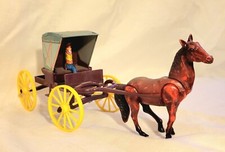 Vintage Northwestern USA Tin and Plastic Cart Horse Man VT6302210a