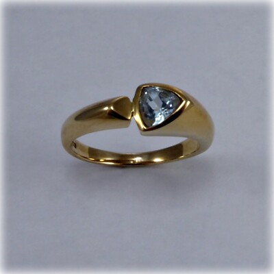 0.50 Ct Natural Trilliant Cut Aquamarine Wedding Engagement Ring 14k Yellow Gold