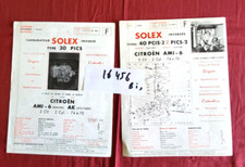 16456 bis / CITROEN  / 2 dépliants carburateur SOLEX  Ami 6 , 2 cv  AK  ...1965