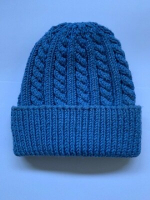 Knitting Pattern Easy Knit Hat with Aran Cable Pattern in Sizes knit