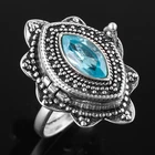 925 Sterling Silver Jewelry Blue Topaz Gemstone Handmade Poison Ring adjustable